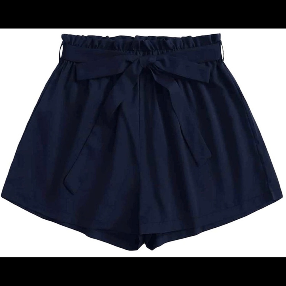 Women's Casual Elastic Waist Shorts (Navy)
